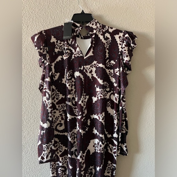 Eloquii Mock Neck Dress with Sleeve Detail Purple Multi Size 14 Brand New - Picture 8 of 15